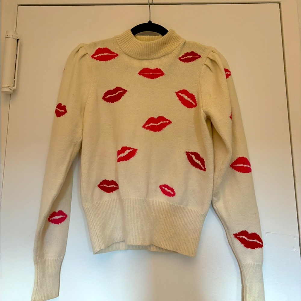 💖Kate Spade mock neck lip print sweater 💋💋